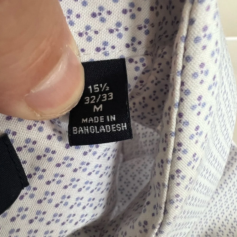 Tommy Hilfiger White Geometric Dress Shirt